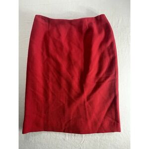 Dana Buchman Red Wool Blend Pencil Skirt Lined SZ6 55%wool 40%Rayon Zipper